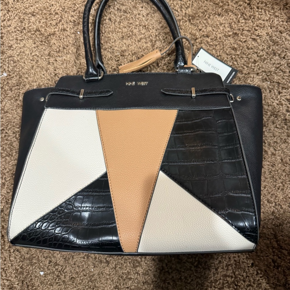 Nine West Tri-Color Geometric Satchel